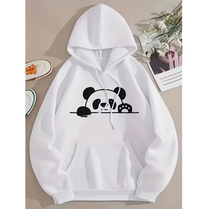 Sweat-shirts à capuche professionnels décontractés pour femmes avec imprimé géométrique Panda, pulls à manches longues avec poches, logo personnalisé - Product Image 3