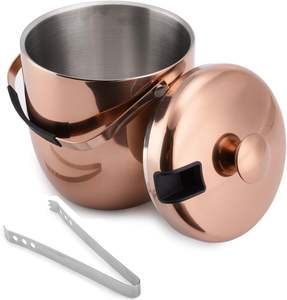 Seau à glace isotherme à double paroi en acier inoxydable avec couvercle et pince, support à glace haut de gamme pour bar et fêtes - Product Image 2