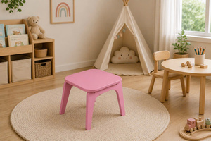 Chaise pour enfants DISICO Crème Blanc 450x320x350mm Design carré minimaliste Chaise en bois durable pour enfants - Product Image 5