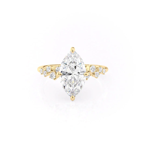 Anillo de Diamantes con Corte Marquesa Clásico en Oro Sólido de 14k con Baño de Rodio, Certificado IGI, Joyería de Compromiso para Mujer - Product Image 2