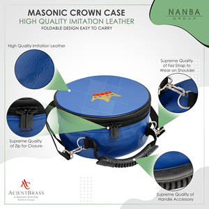 Estuche para Gorra de Caballeros Masónicos de York con Cruz de Honor y Corona, Azul, Emblema KYCH, Cierre de Cremallera de Cuero, Ligero y Suave - Product Image 5
