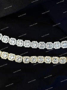 Collar de Tenis con Diamantes Moissanite Engastados en Plata de Ley 925, Cadena de Lujo Estilo Hip Hop para Hombre y Mujer - Product Image 4