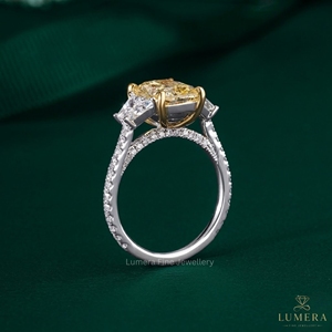 แหวนโทแพซสีเหลือง 4.245 กะรัต คุณภาพ VVS2 ทรงคุชชั่น มีจำหน่ายในทอง 9k 10k 14k 18k เครื่องประดับหรูหราสำหรับเป็นของขวัญและแหวนหมั้น - Product Image 3