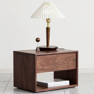 Mesita de Noche de Madera de Estilo Japonés Minimalista |   Mesa de Noche de 2 Cajones para Dormitorio - Product Image 1