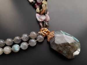Raw Tourmaline Crystal <b>Necklace</b> Labradorite Pendant Chunky Gemstone <b>Statement</b> <b>Necklace</b> Handmade Gift Women - Product Image 6
