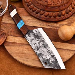 Couteau à découper en acier carbone fait main, manche en bois, robuste, ultra-affûté, pleine longueur, écologique, compatible lave-vaisselle, couteaux Viking - Product Image 5