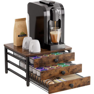 Support de rangement en bois et métal pour dosettes de café avec porte-tasses, organisateur K-Cup sous la machine à café, station café - Product Image 5