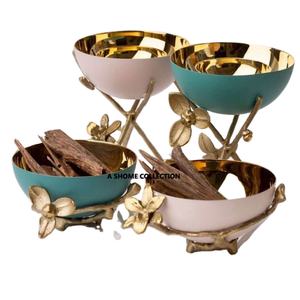 Support de feuille de design élégant en laiton multicolore et doré brûleur d'encens fantaisie Oudh et bakhoor - Product Image 1