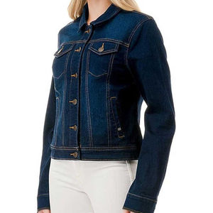Vestes en jean pour femmes de qualité supérieure, couleur bleu marine uni, tissu respirant, style pull-over, vêtements de printemps pour femmes - Product Image 2