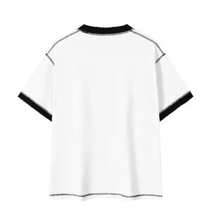 T-shirt de luxe 220 g/m² pour homme, style décontracté en coton, avec logo personnalisé imprimé, surpiqûres contrastées, coupe oversize, style universitaire - Product Image 2