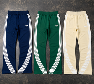 Custom <b>Men</b> <b>Wide</b> <b>Leg</b> Track Pants Contrast Side Stripe Straight <b>Leg</b> Sweatpants Casual Streetwear Jogger <b>Trousers</b> OEM Wholesale - Product Image 2