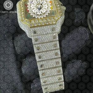 Montre de luxe pour homme Charm_Jewells, cadran carré avec diamants, boîtier en acier inoxydable, mouvement mécanique, verre 40 mm, résistance à l'eau 10 bars, tendance - Product Image 2