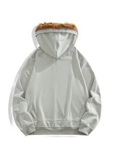 Waterproof Faux Fur Hood Men Zip Up Hoodies Blank Custom <b>Rhinestone</b> hotfix logo Premium Fleece Pullover Winter Casual <b>Jacket</b> - Product Image 4