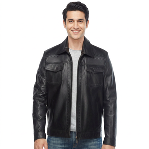 Best Selling High Quality <b>Leather</b> <b>Jacket</b> With <b>Long</b> Sleeves Casual Wear Bulk Quantity Lightweight Men <b>Leather</b> <b>jacket</b> for men - Product Image 1