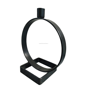 Ensemble de 2 bougeoirs ronds en fer forgé noir pour décoration de la maison pour les mariages ou les occasions spéciales - Product Image 1