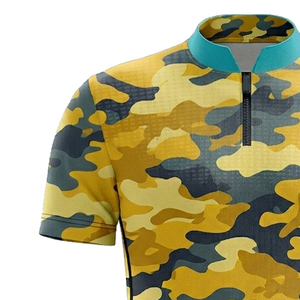 Chemise camouflage de haute qualité à col montant, manches courtes, fermeture éclair, sublimation, unisexe, 100% polyester, hauts à col montant - Product Image 4