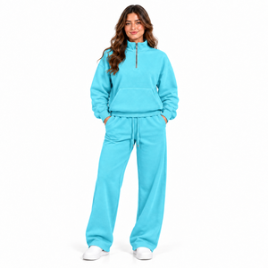 Survêtement décontracté deux pièces en molleton pour femme, nouvelle collection automne/hiver 2024, avec logo personnalisé, style sport et streetwear - Product Image 1