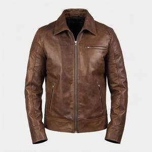 Chaquetas de Cuero Estilo Motero para Hombre, Cuello Camisero, Puños Abiertos, Personalizables, Piel de Oveja, Equipo de Seguridad, Color Personalizado - Product Image 1