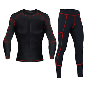 Men's Black Compression Set Crew Neck Long Sleeve <b>Top</b> And Pants Solid Quick Dry <b>Sweat</b> Wicking Breathable All Seasons Kit - Product Image 6