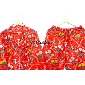 Indian 100% Cotton Eco-Friendly 2-Piece Women Pajama Set Soft Breathable <b>Clothes</b> Floral <b>Printed</b> Top Bottom Dresses Sleepwear - Product Image 6