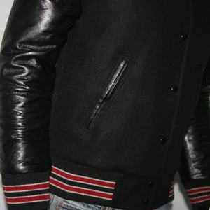 Chaquetas Varsity de Invierno para Hombre, Color Negro Personalizado, Nuevas, de Lona, Impermeables, Resistentes al Viento, Transpirables, Reversibles, 100% Lana, Estilo Vintage - Product Image 3