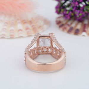 Ready to Ship Trendy 925 <b>Sterling</b> <b>Silver</b> Stacking <b>Ring</b> <b>Set</b> Emerald Cut Full Micro-Pave 5A Moissanite Wedding Band Women - Product Image 3