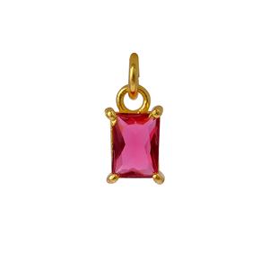 Pink Fuchsia Quartz Rectangle 18K Gold Plated Handmade <b>Charm</b> Pendant for Necklaces & <b>Bracelets</b> Wholesale Gemstone Supplies - Product Image 1