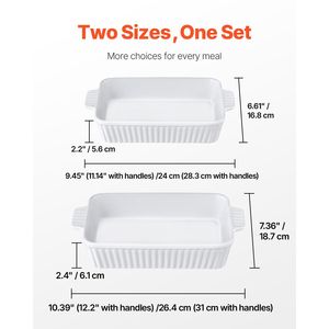 Casseruola Rettangolare in Ceramica 7" X 11" con 2 Manici, Set da Forno Sicuro per Cucinare a Casa - Product Image 3