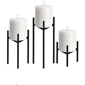 Industrial <b>Black</b> Metal Pillar Candle Stand Set 3psc Minimalist Iron <b>Candlestick</b> Holder For Dining Table Wedding Home Decor Stand - Product Image 1