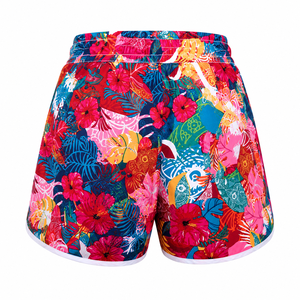 Shorts de sport pour femmes à taille haute, personnalisables avec logo, à compression, séchage rapide, imprimé floral, en maille, avec cordon de serrage - Product Image 2