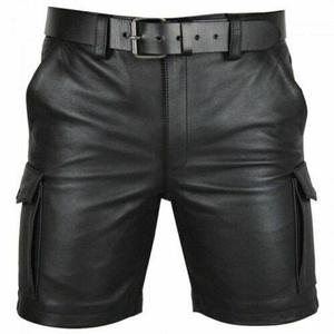 Shorts en cuir pour homme, style streetwear, cuir véritable, coupe décontractée, shorts tendance, OEM, shorts pour homme - Product Image 3