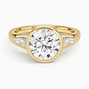 Bague solitaire sertie de diamants baguette - Product Image 1