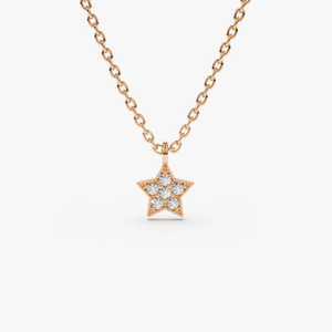 Collar de Plata de Ley 925 de Alta Calidad con Estrella de Cinco Puntas y Corte Cúbico, Chapado en Oro de 14K, con Moissanita, Perfecto para Fiestas - Product Image 1