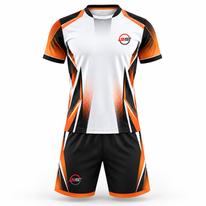 Ensemble maillot et short de football personnalisés, uniformes de football avec logo sur mesure, vêtements de sport anti-transpiration pour équipes adultes et jeunes - Product Image 1