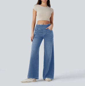 Jeans Rectos de Cintura Media para Mujer, Pantalones de Mezclilla Suave, Transpirables, Cómodos, para Uso Diario, Casuales, Elegantes, Modernos, Simples, Sólidos - Product Image 2