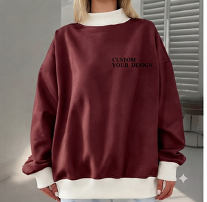 เสื้อสเวตเชิ้ตคอเต่าผู้หญิงใส่สบาย ระบายอากาศได้ดี เหมาะสำหรับฤดูหนาว ทรงโอเวอร์ไซส์ เนื้อผ้านุ่ม 100% ผ้าฝ้าย ประดับเลื่อม สไตล์สตรีทแวร์ แขนยาว ลำลอง - Product Image 1