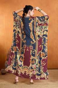 High Quality Designer Turkish Style <b>Kaftan</b> Women Polyester Handmade Batwing Sleeves V Neck Regular Fit Flared Hem Midi Eid - Product Image 6