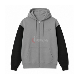 Sweat à capuche zippé unisexe surdimensionné en molleton de coton épais, personnalisable avec logo, directement de l'usine - Product Image 1