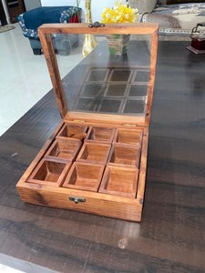 Eco Friendly Wooden Spice Organizer <b>Box</b> with Lid Kitchen Masala <b>Storage</b> Case - Product Image 5