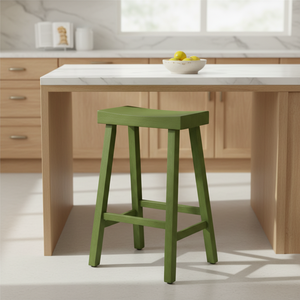 Tabouret de bar haut en bois d'hévéa massif, rond, moderne, minimaliste, mobilier de maison durable et léger - Product Image 3