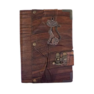 Handmade Cat <b>Leather</b> Hardcover Journal Vintage Brown Writing <b>Diary</b> Blank Thermal Binding Gift Notebook Lover - Product Image 6