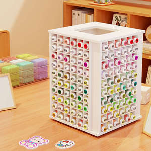 Organisateur de bureau rotatif en PVC, boîte de rangement multi-compartiments, support de présentation rotatif à 360 degrés pour accessoires et perles - Product Image 1