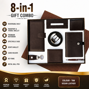 6-in-1 Business Gift Set Leather Office Gift Combo Custom Logo Pen <b>Wallet</b> Keychain Card Holder Notebook Corporate Gifting - Product Image 5