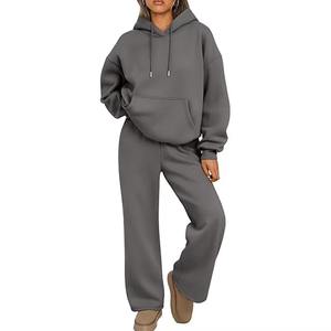Conjunto a juego de algodón OEM para mujer, 350GSM, oversize, con hombros caídos, estilo streetwear, precio de fábrica para compradores estadounidenses - Product Image 1