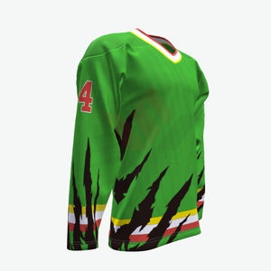 Maillot de hockey sur glace vert pour homme, joueur n°24, sublimé, manches longues, respirant, polyester, toutes saisons, coupe classique, broderie 3D - Product Image 3