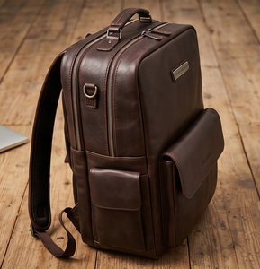 PU Leather <b>Laptop</b> <b>Backpack</b> With Zipper Closure Durable Softback Classic Style Unisex 20-39 Litre Capacity <b>Laptop</b> Bags Unisez - Product Image 1