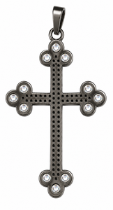 Pendentif croix en argent sterling 925 plaqué rhodium noir fait main avec diamants véritables étincelants, cadeau religieux de luxe - Product Image 4