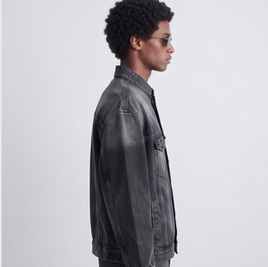 Chaqueta vaquera lavada para hombre, con cuello alto y botones, estilo casual, abrigo vaquero de moda para hombre, chaquetas vaqueras de invierno estilo urbano para hombre - Product Image 4