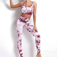 Conjunto de Leggings de Yoga y Sujetador Deportivo para Mujer, con Sublimación Personalizada en la Parte Delantera, Transpirable, de Spandex/Nylon, con Cintura Elástica