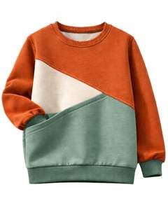 Sudadera Casual de Cuello Redondo para Mujer, Color Naranja y Verde Salvia, Estilo Oversize, Personalizada, para Invierno, Estilo Urbano - Product Image 1
